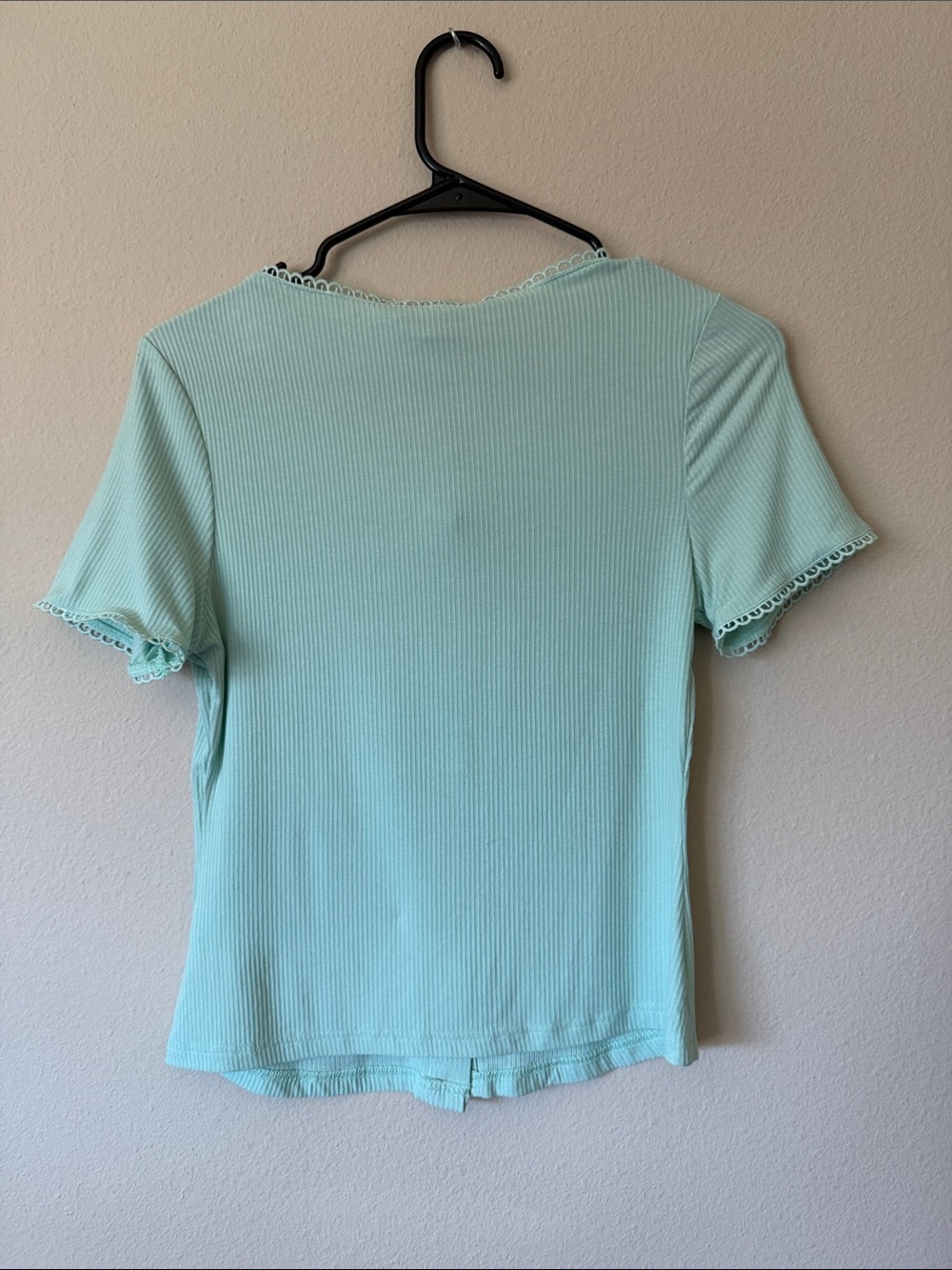 RIHOAS Mint Ribbed Button-Front Short Sleeve Top - Picture 5 of 6
